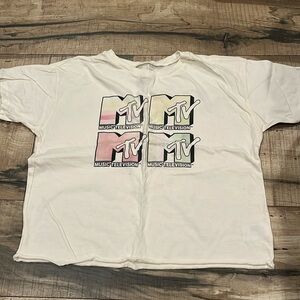 American Eagle Outfitters White MTV Crop Top